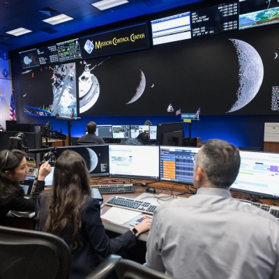 jsc2026e020490 (April 6, 2026) - Pictured from left to right, Angela Garcia, Dr. Kelsey Young, and Dr. Trevor Graff, the...