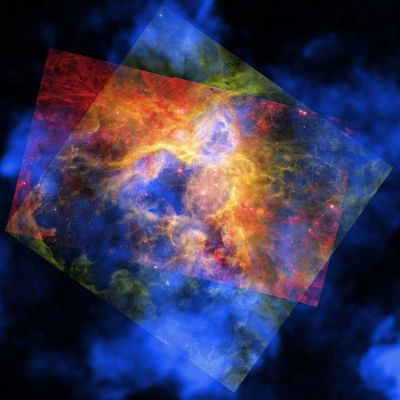 Tarantula Nebula - Nicknamed the Tarantula, this nebula is located about 160,000 light-years from Earth.