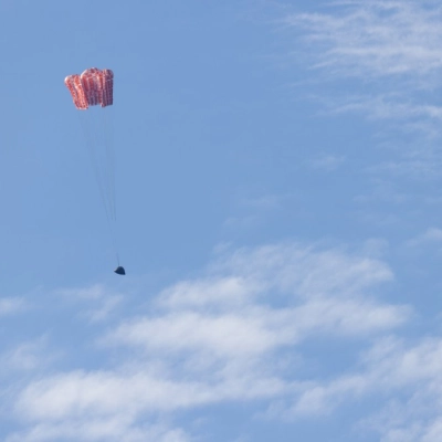 NASA’s Orion spacecraft with Artemis II crewmembers NASA astronauts Reid Wiseman, commander; Victor Glover, pilot; Christina Koch, mission specialist; and...