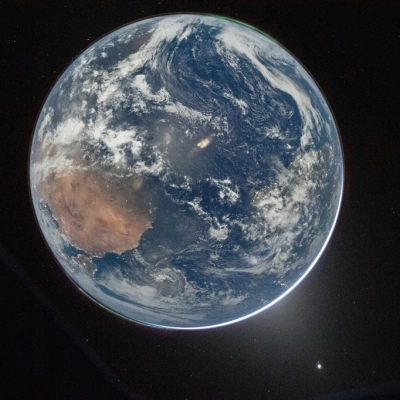 NASA astronaut and Artemis II Commander Reid Wiseman took this picture of Earth from the Orion spacecraft's window on April...